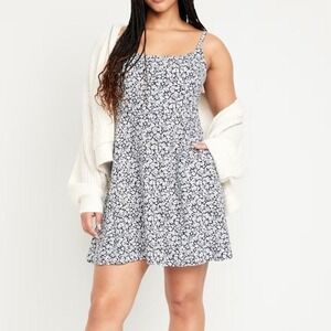 Old Navy Fit And Flare Dress 4x Mini NWT Ditsy Smocked Boho Cute Spaghetti Strap